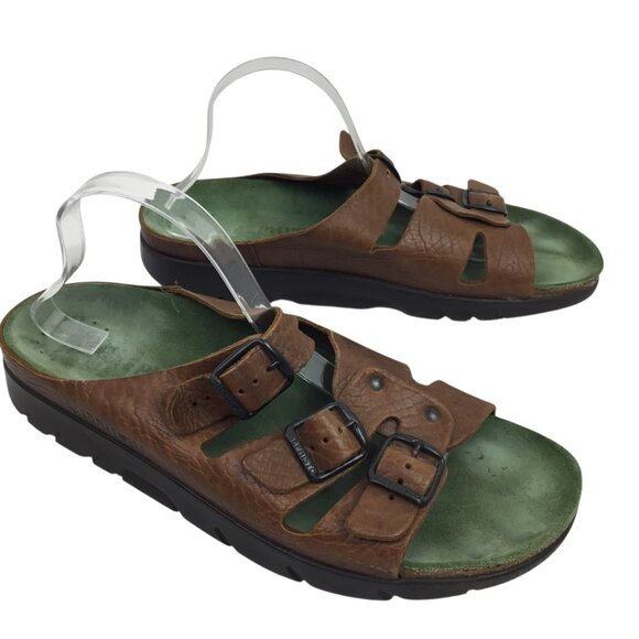 Mephisto Zach Fit Mens 46 Brown Leather Natural Fitness Three Buckle Slide Sanda - Picture 6 of 10